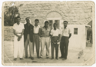 Husni al-Qasim and Colleagues in Front of the Augusta Victoria Hospital, Jerusalem, the Late 1950s