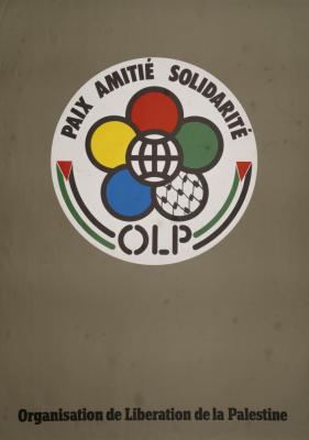 A poster entitled " Peace, Friendship, Solidarity", issued by (PLO) in 1985
