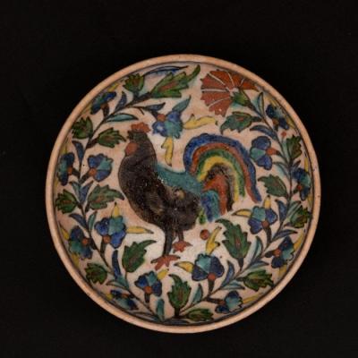 Armenian ceramics plate produced by the Tiles of the Dome of the Rock Workshop, Jerusalem,1919 - 1948