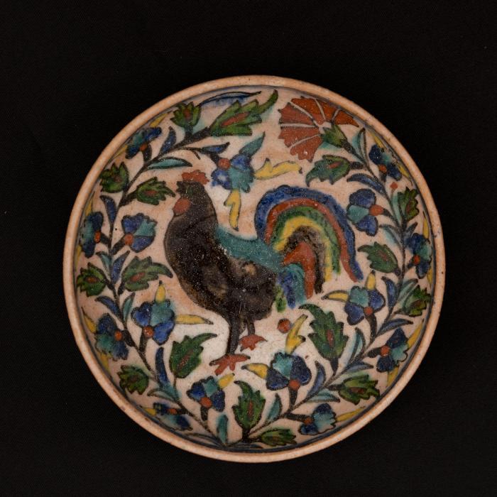 Armenian ceramics plate produced by the Tiles of the Dome of the Rock Workshop, Jerusalem,1919 - 1948