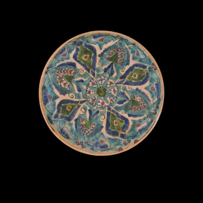Armenian ceramics plate produced by the Tiles of the Dome of the Rock Workshop, Jerusalem,1919 - 1948