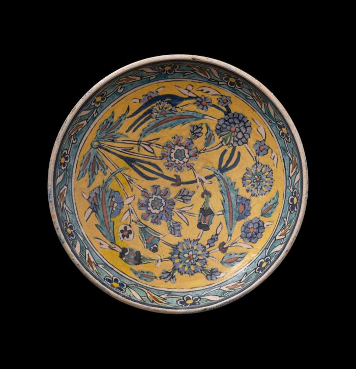 Armenian ceramic plate produced by the Dome of the Rock Tile Workshop, Jerusalem, 1919-1948