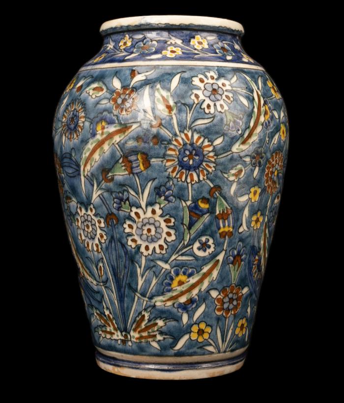 زهرية (مزهرية) خزف أرمني من إنتاج المشغل المشترك، القدس، 1921 - 1948