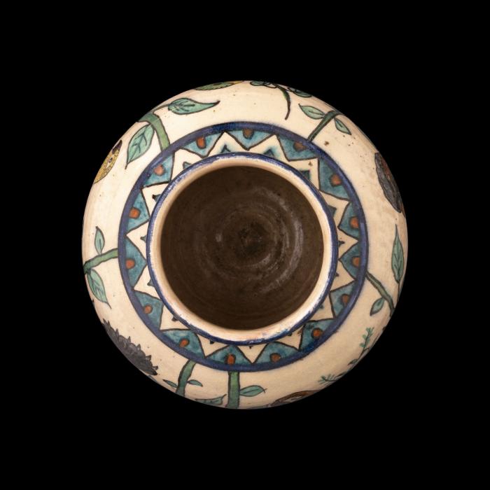 زهرية (مزهرية) خزف أرمني من إنتاج المشغل المشترك، القدس، 1921 - 1948