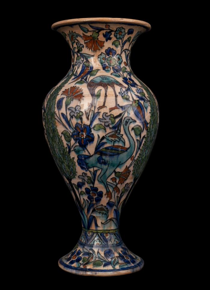 Armenian ceramic vase produced by the Dome of the Rock Tile Workshop, Jerusalem, 1919-1948
