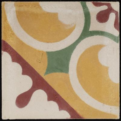 A Coloured Cement Tile and The Mold Used to Manufacture It,  the "Tulip Carpet",