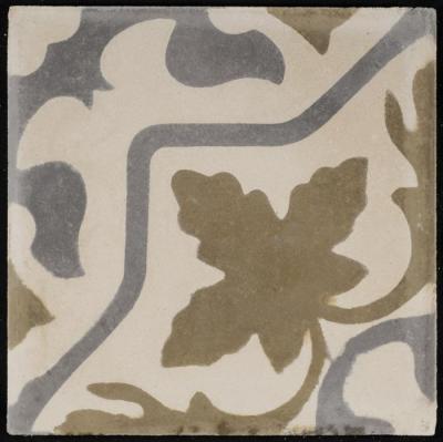 A Coloured Cement Tile and the Mold Used to Manufacture It, the "Leaf Carpet", 1920s