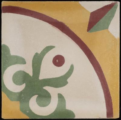 A Coloured Cement Tile and the Mold Used to Manufacture It, "Tulip Carpet", 1960s 
