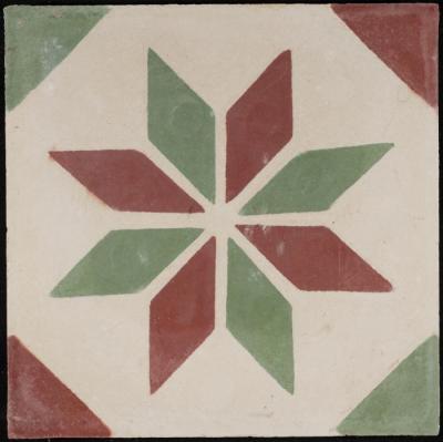 A Coloured Cement Tile and the Mold Used to Manufacture It, the "Star Carpet," 1920s