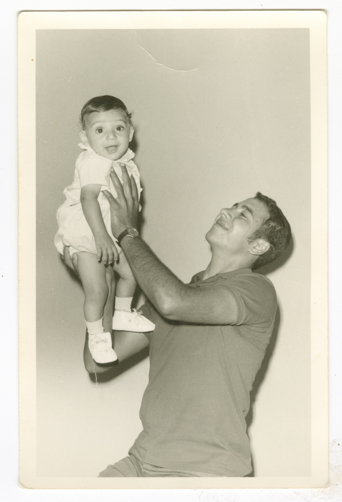 A photograph of Sameeh Subhi with his son Jamal