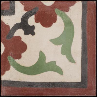 A Coloured Cement Tile and the Mold used to Manufacture It, the "Star Band Corner", 1920s