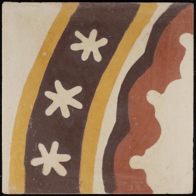 A Coloured Cement Tile and the Mold Used to Manufacture It, "Round Band"