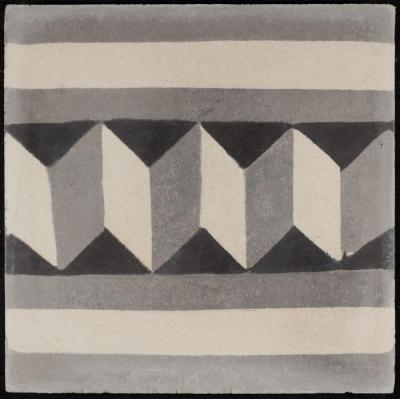 A Coloured Cement Tile and the Mold Used to Manufacture It, the "Baklava Band",1920s 