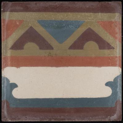 A Coloured Cement Tile and the Mold Used to Manufacture It, the "Mosque Door Band", 1890s