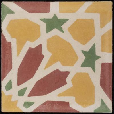 A Coloured Cement Tile and the Mold Used to Manufacture It, "Islamic Carpet", 1890s