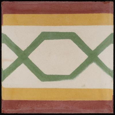 A Coloured Cement Tile and the Mold Used to Manufacture It,  the "X Band", 1960s