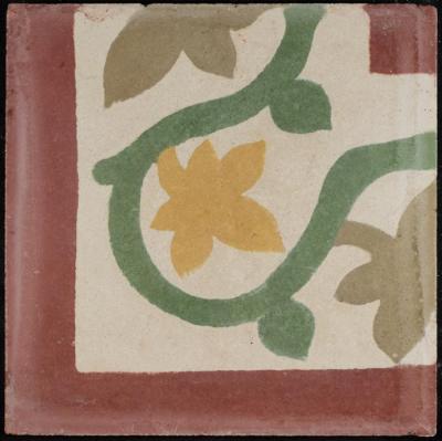 A Coloured Cement Tile and the Mold Used to Manufacture It,  the "Beirut Band Corner ", 1930s