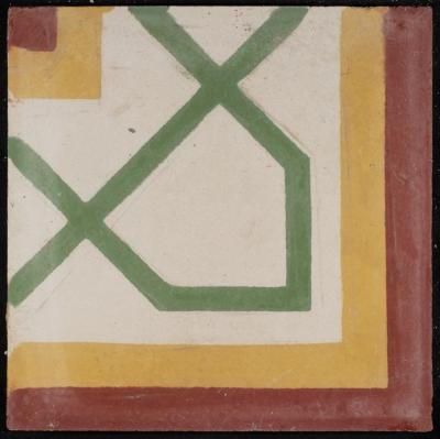 A Coloured Cement Tile and the Mold Used to Create it, the "X Band Corner", 1960s