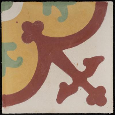 A Coloured  Cement Tile and the Mold Used to Manufacture It, "Beirut Carpet", 1930s 