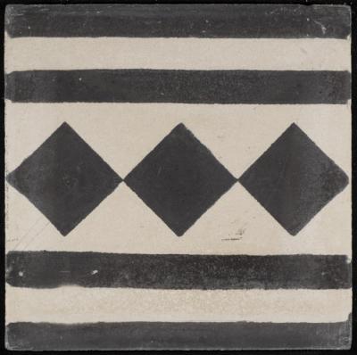 A Coloured Cement Tile and the Mold Used to Manufacture It, the "Squares - Chess Band", 1930s