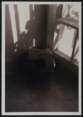 The Soccer ball of Shaheed Sami Al-Taramsi displayed at the 