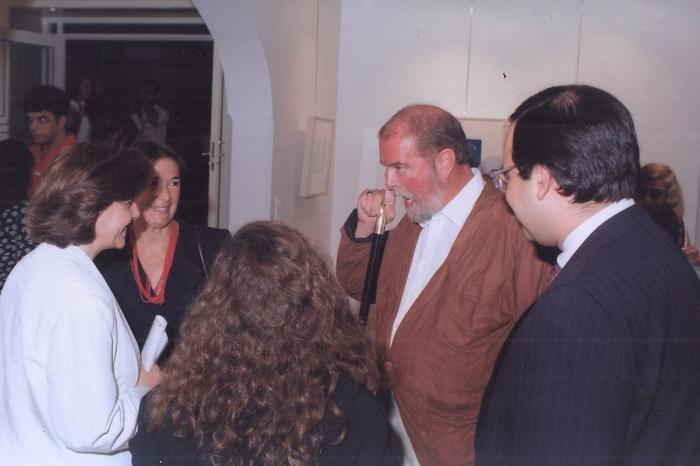 A photograph from the opening of the artist Kamal Boullata's exhibition, Damascus, 1994