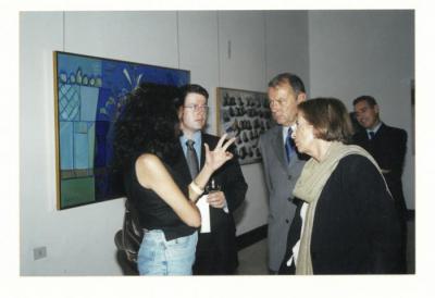 A photograph from the opening of Arab Professionals exhibition, Beirut, 2001