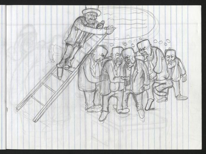  A Notebook of Caricature Sketches by Artist Mohammad Sabaaneh, al-Naqab Prison, 2013