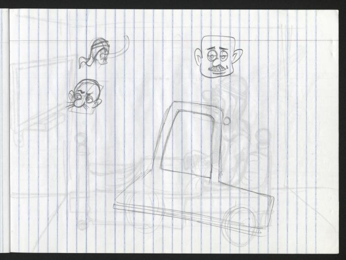  A Notebook of Caricature Sketches by Artist Mohammad Sabaaneh, al-Naqab Prison, 2013