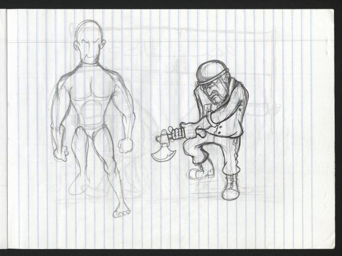 A Notebook of Caricature Sketches by Artist Mohammad Sabaaneh, al-Naqab Prison, 2013