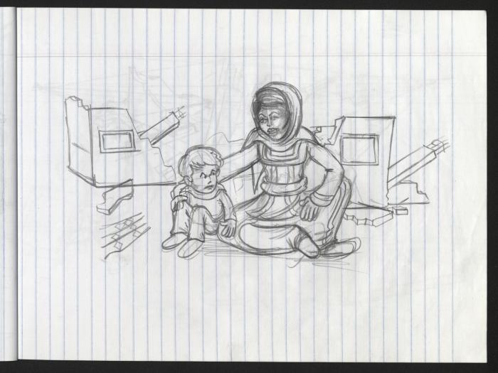  A Notebook of Caricature Sketches by Artist Mohammad Sabaaneh, al-Naqab Prison, 2013