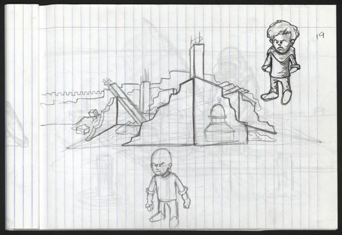 A Notebook of Caricature Sketches by Artist Mohammad Sabaaneh, al-Naqab Prison, May 2013