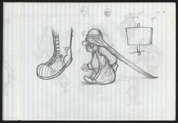 A Notebook of Caricature Sketches by Artist Mohammad Sabaaneh, al-Naqab Prison, May 2013