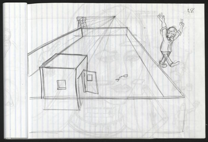 A Notebook of Caricature Sketches by Artist Mohammad Sabaaneh, al-Naqab Prison, May 2013