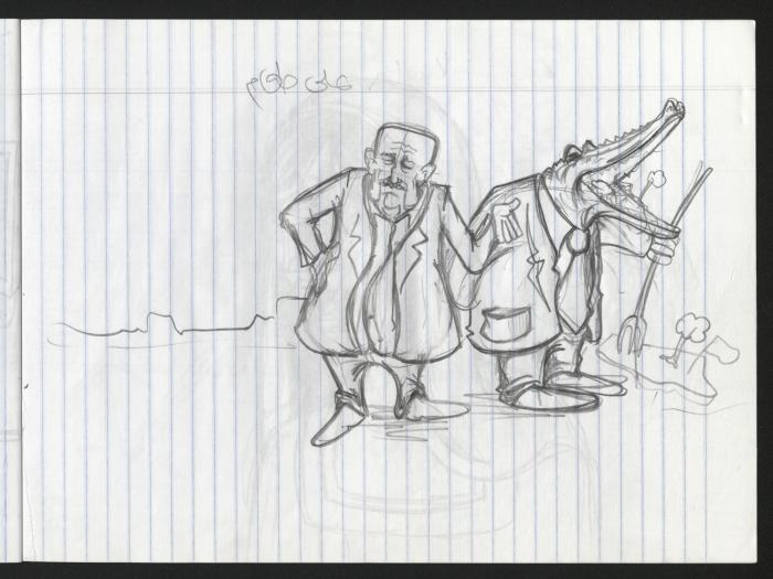  A Notebook of Caricature Sketches by Artist Mohammad Sabaaneh, al-Naqab Prison, 2013