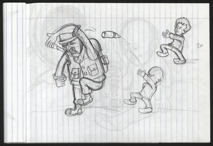 A Notebook of Caricature Sketches by Artist Mohammad Sabaaneh, al-Naqab Prison, May 2013