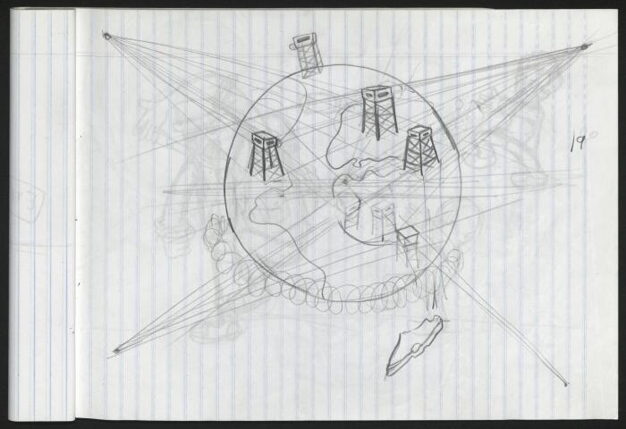 A Notebook of Caricature Sketches by Artist Mohammad Sabaaneh, al-Naqab Prison, May 2013