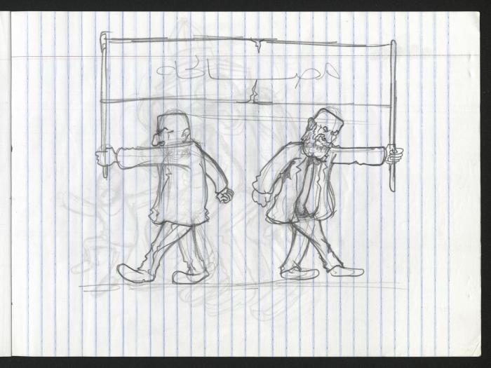  A Notebook of Caricature Sketches by Artist Mohammad Sabaaneh, al-Naqab Prison, 2013