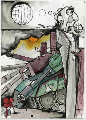  A Caricature Drawing by Artist Mohammad Sabaaneh, 2010-2020