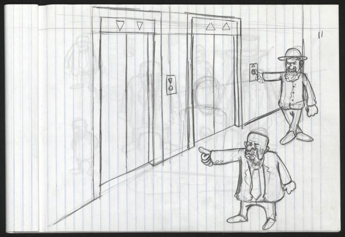 A Notebook of Caricature Sketches by Artist Mohammad Sabaaneh, al-Naqab Prison, May 2013
