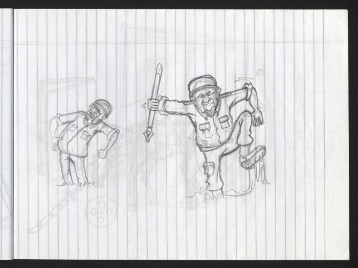  A Notebook of Caricature Sketches by Artist Mohammad Sabaaneh, al-Naqab Prison, 2013