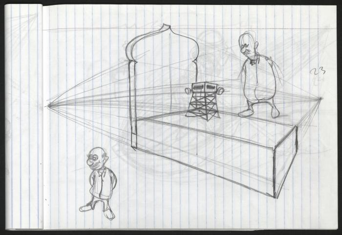 A Notebook of Caricature Sketches by Artist Mohammad Sabaaneh, al-Naqab Prison, May 2013