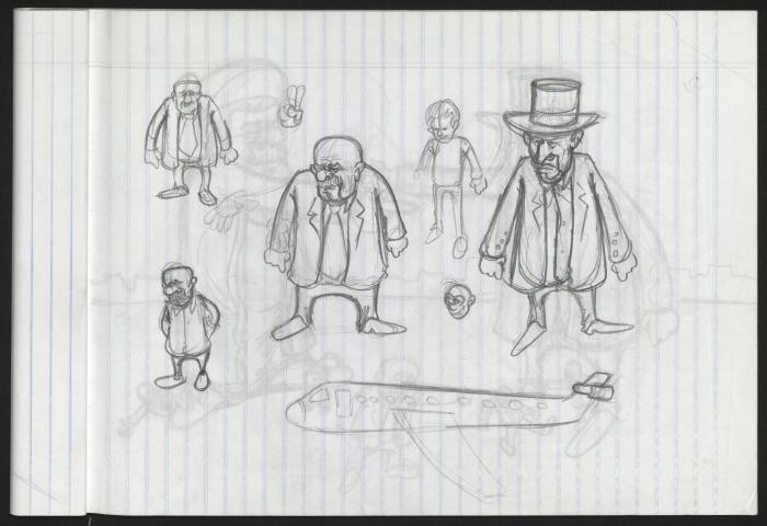 A Notebook of Caricature Sketches by Artist Mohammad Sabaaneh, al-Naqab Prison, May 2013