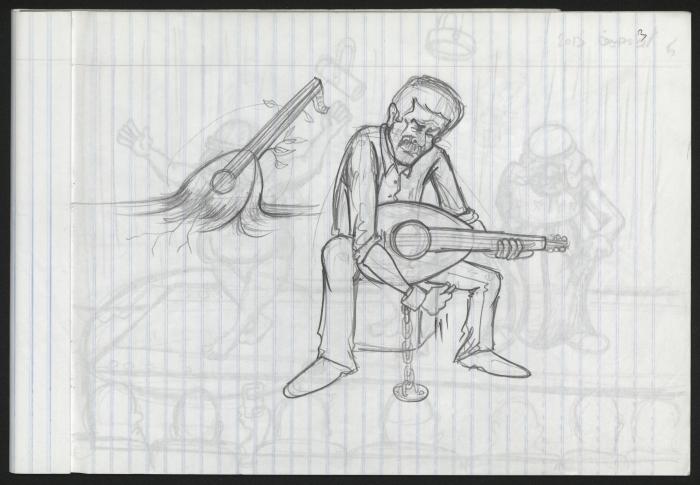 A Notebook of Caricature Sketches by Artist Mohammad Sabaaneh, al-Naqab Prison, May 2013