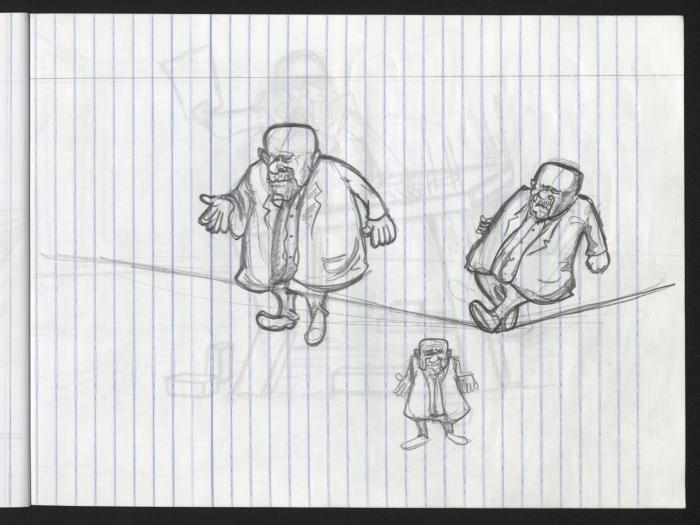  A Notebook of Caricature Sketches by Artist Mohammad Sabaaneh, al-Naqab Prison, 2013