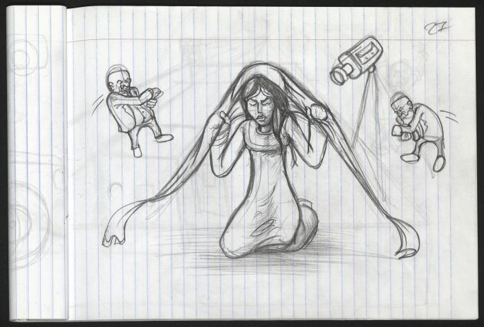 A Notebook of Caricature Sketches by Artist Mohammad Sabaaneh, al-Naqab Prison, May 2013