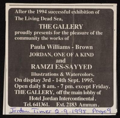 Clipping from The Jordan Times, Amman, September 1998