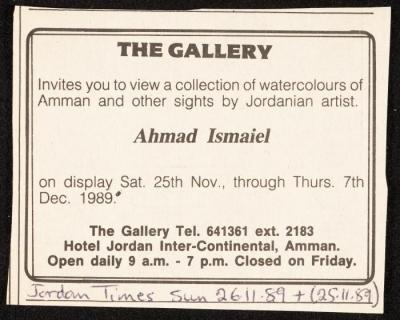 Clipping from the Jordan Times, Amman, 1989