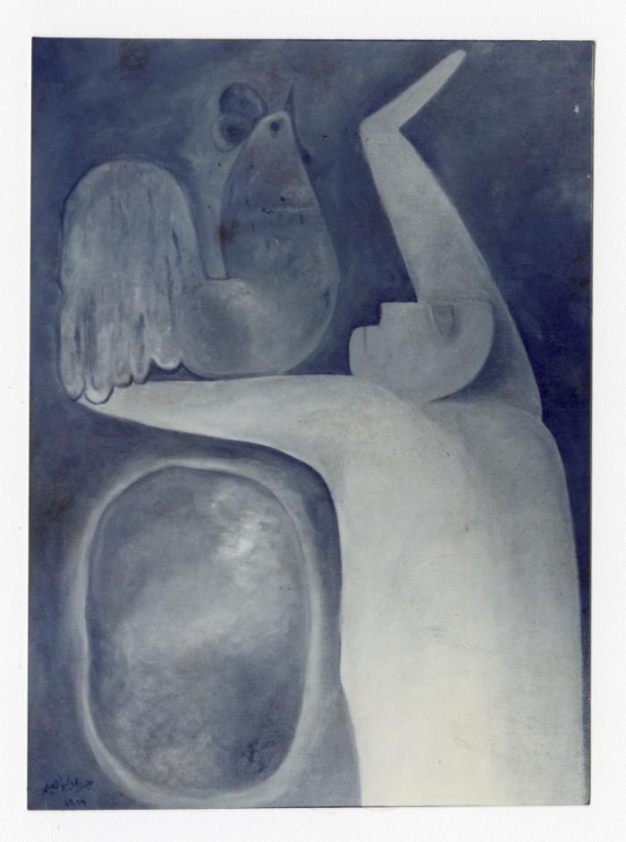 A photograph of a painting by the artist Jawad Ibrahim, 1989