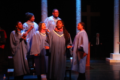 Performance of "Martin Luther King Stations" Play in Al Kasaba Theatre and Cinematheque During Al Manara International Theatre Days in 2011
